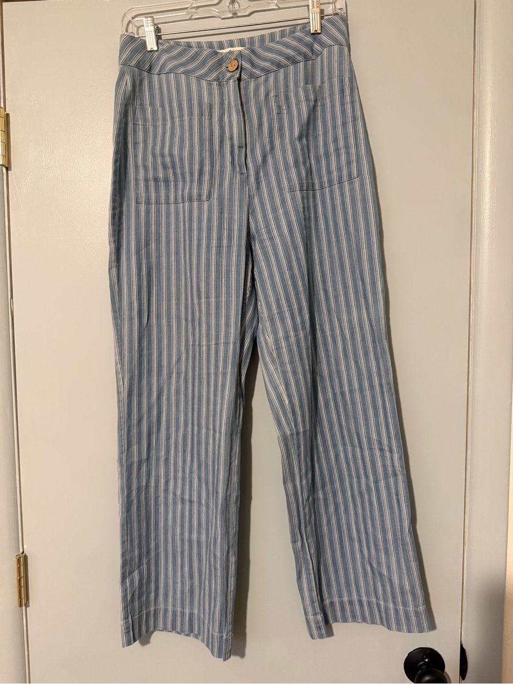 Light Blue Striped women’s Relaxed 100% cotton Pants